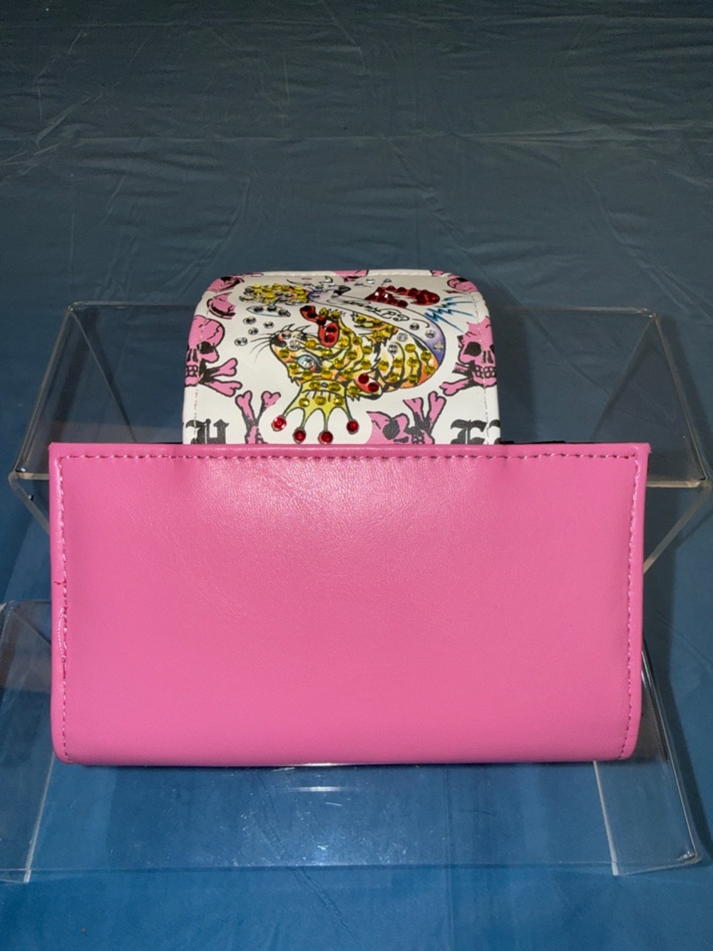 Ed Hardy Pink and White Jeweled Flap Women's Wallet - Picture 7 of 7